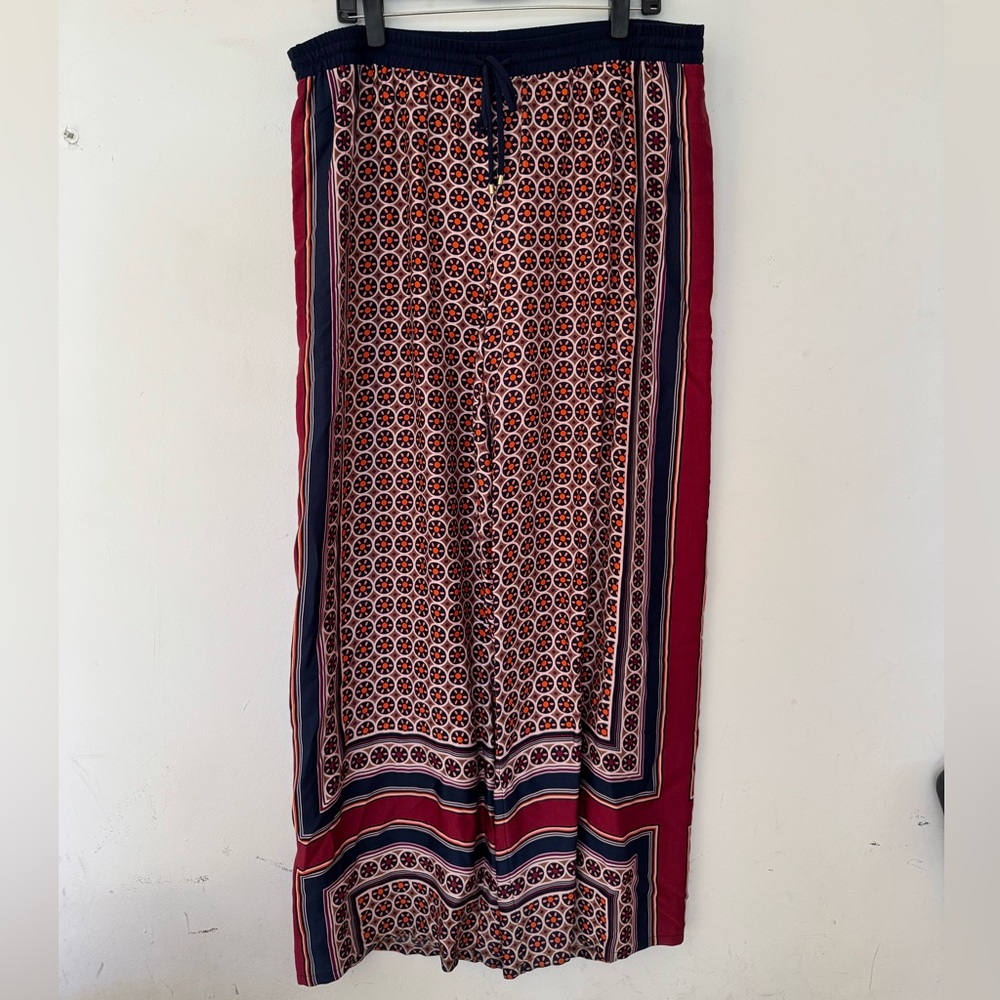 Trina Turk Red And Blue Patterned Pants